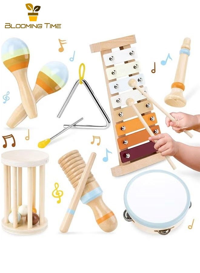 بلومنغ تايم مجموعة أدوات قرع ملونة محايدة للأطفال ، ألعاب مونتيسوري الخشبية مناسبة للأطفال الذين تتراوح أعمارهم بين 1-3 سنوات ، بما في ذلك مجموعة من ثماني قطع من ألعاب الموسيقى للأطفال في مرحلة ما قبل المدرسة ، ومناسبة للأطفال فوق سن 3 سنوات - Image 1