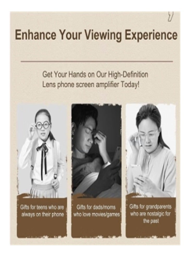 Phone Screen Magnifier 12" Retro Tv Amplifier for Cell Phone 3D HD Mobile Magnifying Enlarger Comfortable Viewing  Movies Videos Games Fit All Smartphones - Image 3