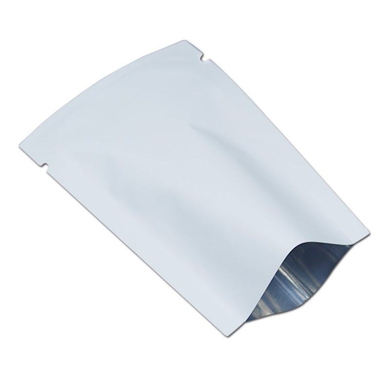 MITOB MITOB 200 Pieces Mylar Bags Open Top Food Storage Bags Matte Foil Bag Flat Heat Vacuum Seal Aluminum Pouch for Candy Packing (3.15x4.72 inch  White)  - Image 1