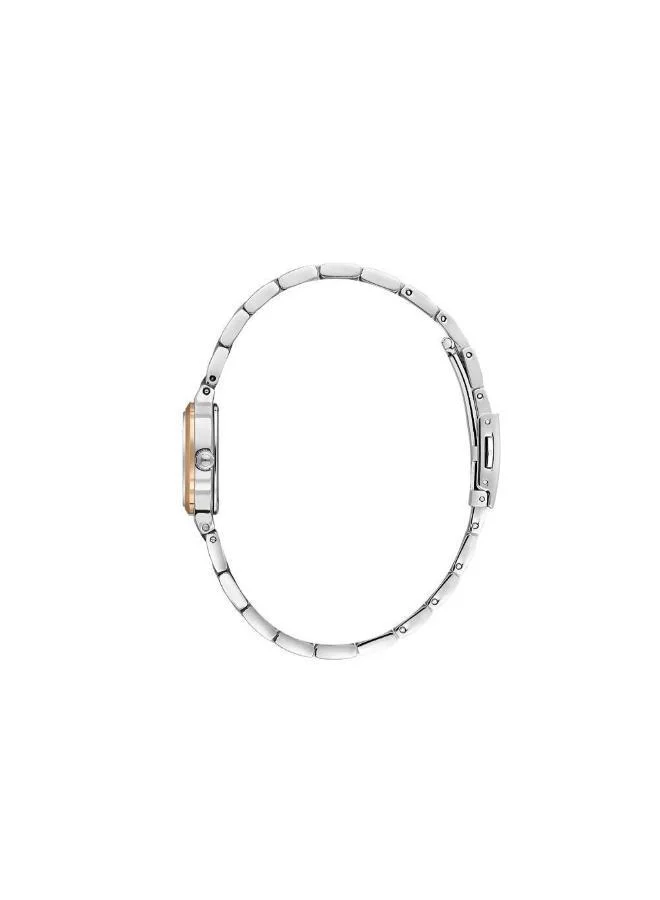 DANIEL KLEIN Women's Stainless Steel Silver and Rose Gold Alloy Case Analog Silver Square Sunray Dial Japanese Quartz Premium 30 Meters Water Resistant
