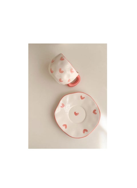 Porcelain mug with saucer A wonderful porcelain mug, hand-made, imported