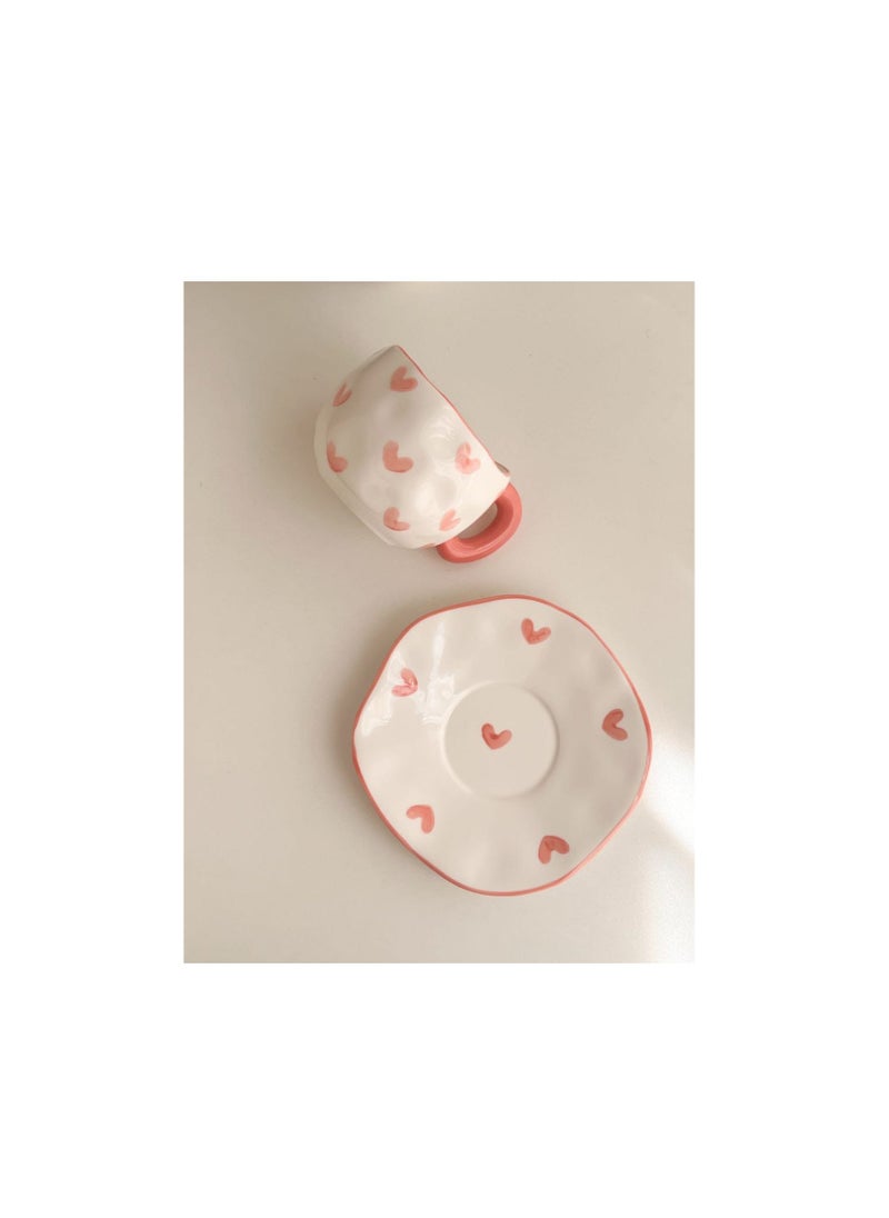 Porcelain mug with saucer A wonderful porcelain mug, hand-made, imported