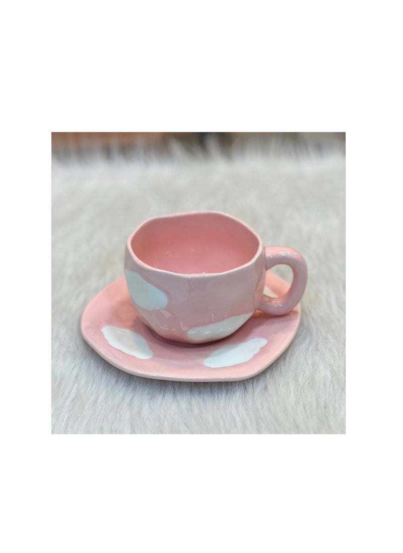 Porcelain mug with saucer A wonderful porcelain mug, hand-made, imported