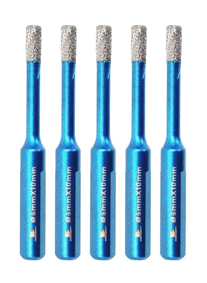 BRSCHNITT Dry Diamond Core Drill Bit Set, 5pcs 6mm Diamond Hole Saw Core Drill Bit with Triangle Shank for Porcelain Tile Ceramic Stone Granite Marble - Image 1