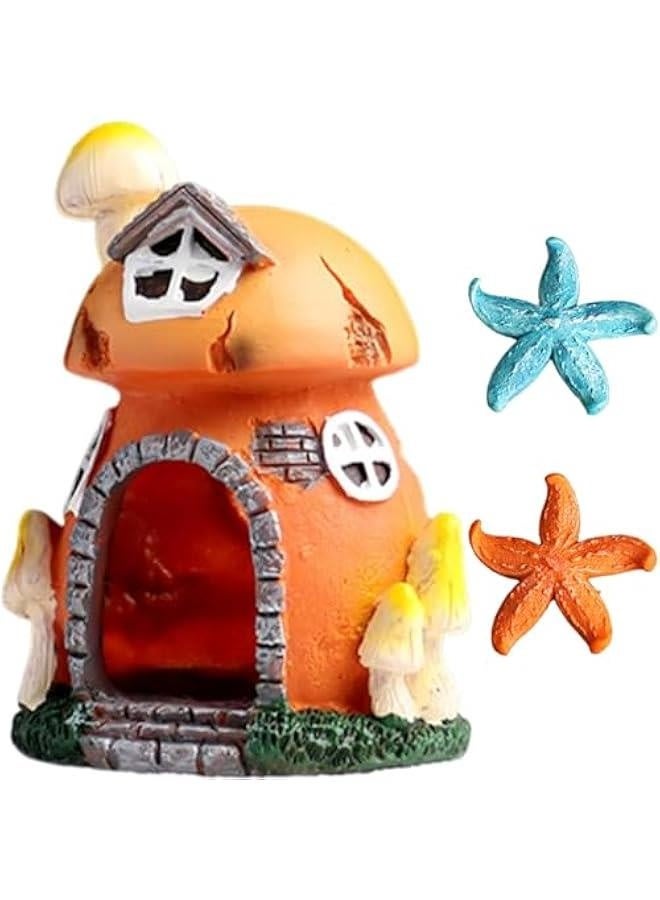 Aquarium Decoration Mini Hut Hiding Cave Environmentally Friendly Natural Resin Material for Aquatic Pets Breeding Playing and Resting Fish Tank Accessories (Mushroom Style 1) - Image 1