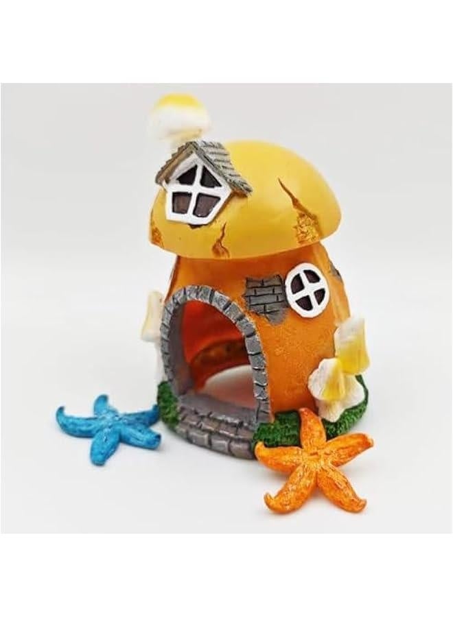 Aquarium Decoration Mini Hut Hiding Cave Environmentally Friendly Natural Resin Material for Aquatic Pets Breeding Playing and Resting Fish Tank Accessories (Mushroom Style 1) - Image 2