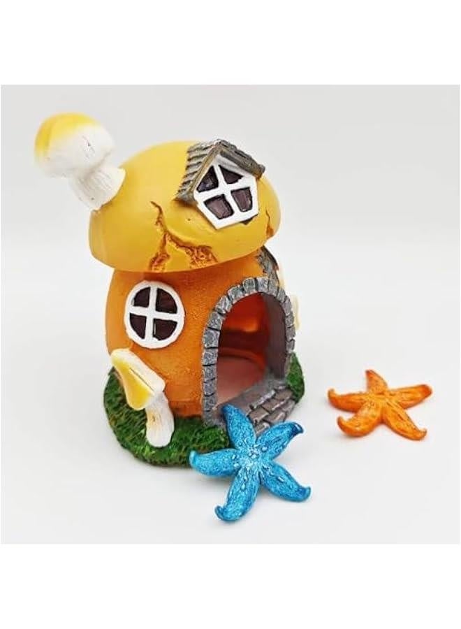 Aquarium Decoration Mini Hut Hiding Cave Environmentally Friendly Natural Resin Material for Aquatic Pets Breeding Playing and Resting Fish Tank Accessories (Mushroom Style 1) - Image 3