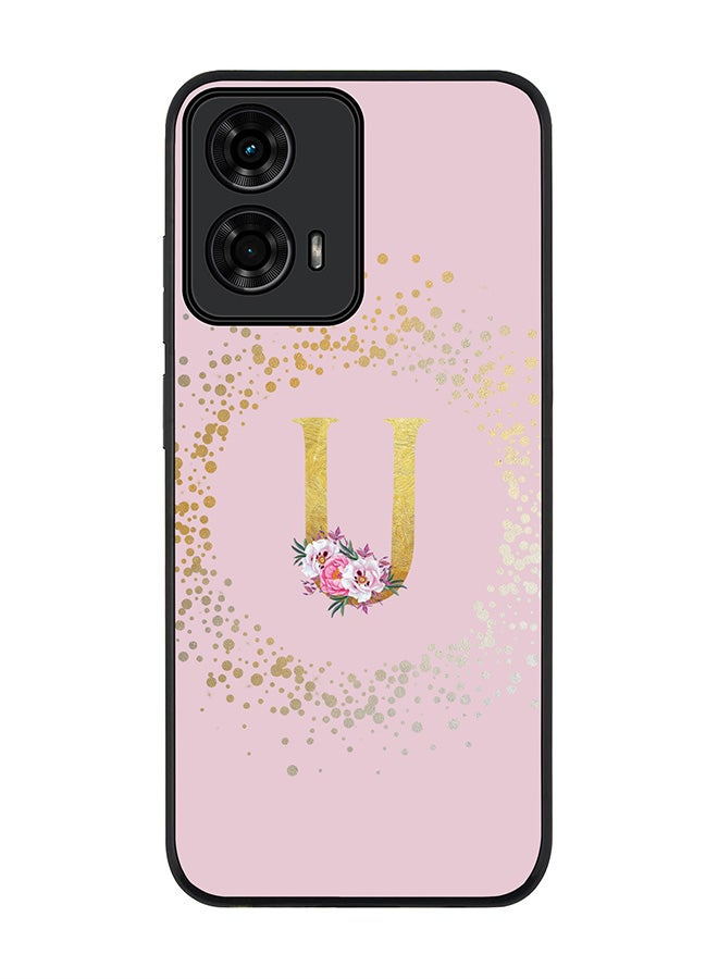 Stylizedd For Motorola Moto G24 / G24 Power Case,Slim fit Camera Protection, Shockproof Thin Phone cover - Custom Monogram Floral - U (Pink ) - Image 1