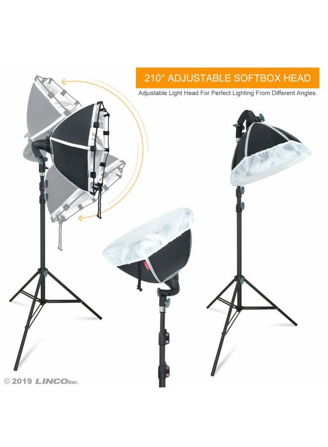 Linco طقم إضاءة استوديو التصوير من لينكوستوري مع ذراع للإضاءة المستمرة للفيديو، مجموعة أضواء صندوق الظل مع مصابيح النهار 2400 لومن AM261 - Image 4