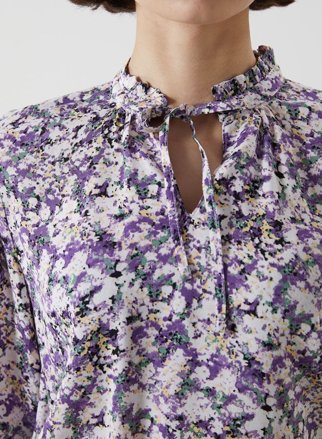 LC WAIKIKI Tie Neck Floral Long Sleeve Women's Blouse - Image 3