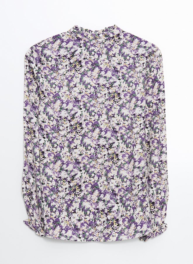 LC WAIKIKI Tie Neck Floral Long Sleeve Women's Blouse - Image 4