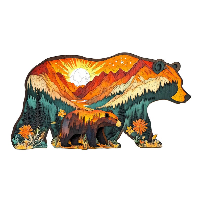DOCRAGI Wooden Puzzles for Adults - Forest Bears Wooden Jigsaw Puzzle - Unique Animal Shaped Wood Puzzles Adult - Christmas Birthday Gifts for Adults/Friends/Family - 160pcs 13.1 * 7in - Image 1
