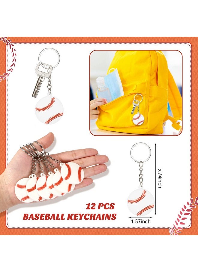 LEIFIDE - 48 Pcs Baseball Party Favors Supplies 12 Baseball Silicone Bracelet 12 Baseball Drawstring Treat Bag 12 Mini Baseball Stress Ball And 12 Baseball Keychains For Birthday Baseball Party Decorations - Image 1