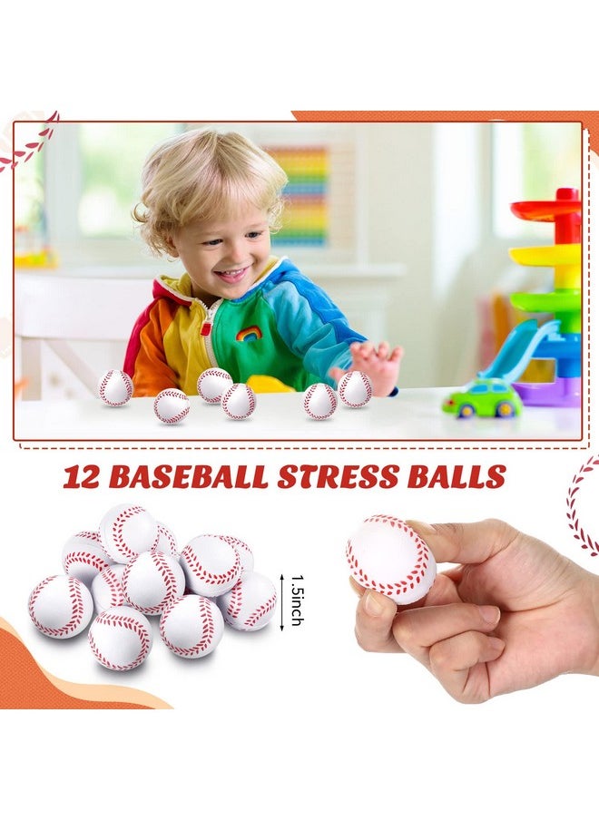 LEIFIDE - 48 Pcs Baseball Party Favors Supplies 12 Baseball Silicone Bracelet 12 Baseball Drawstring Treat Bag 12 Mini Baseball Stress Ball And 12 Baseball Keychains For Birthday Baseball Party Decorations - Image 1