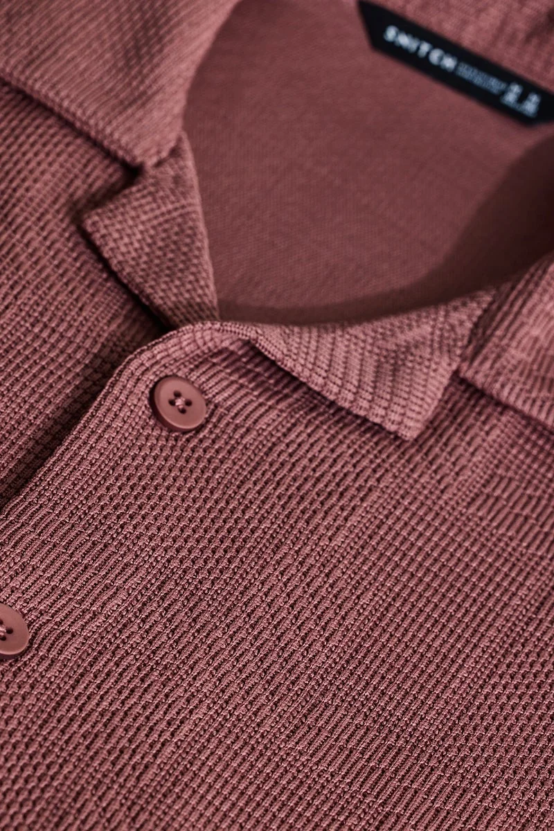 SNITCH Burgundy Textured Short Sleeve Boxy Shirt