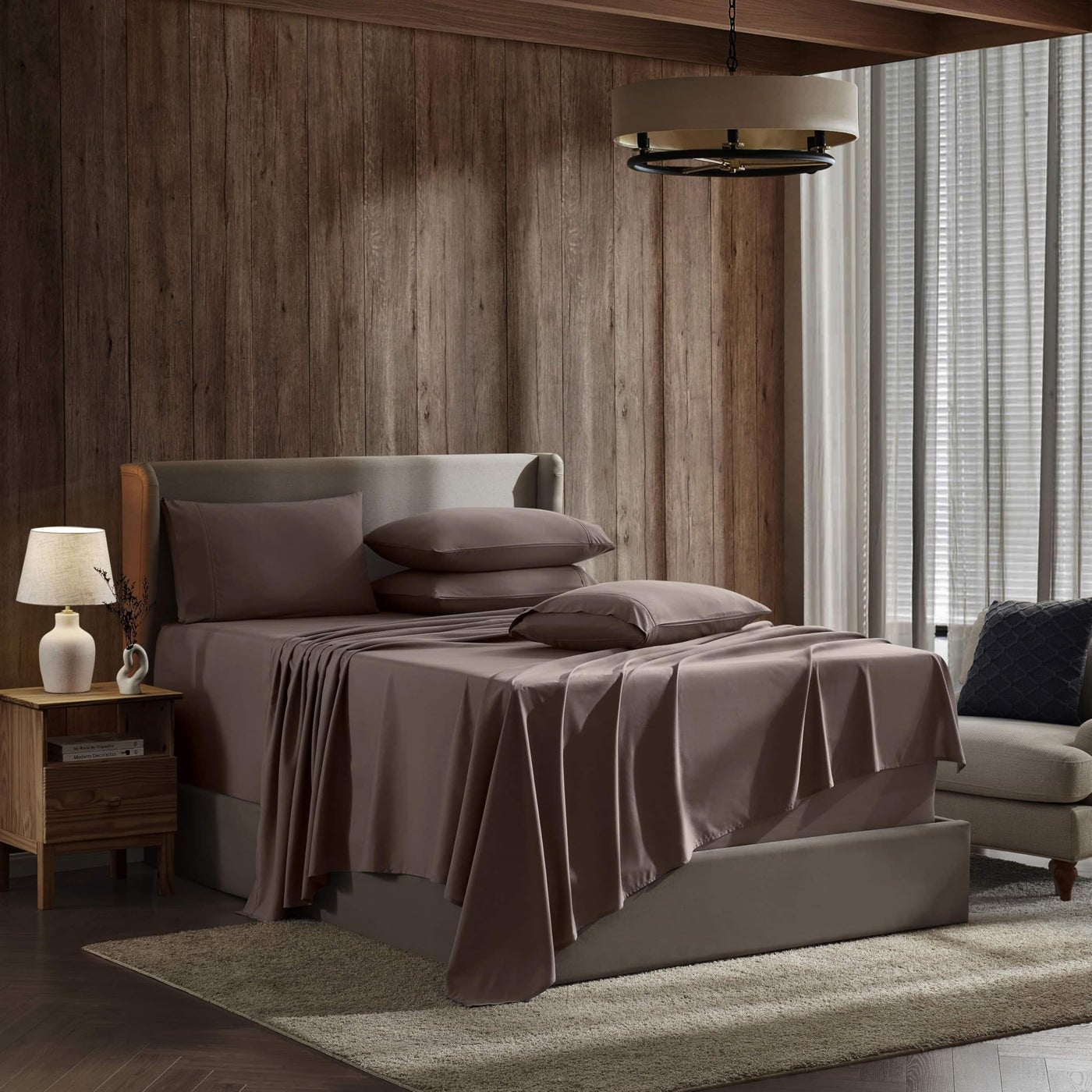 Nestl Extra Deep Twin XL Sheet Set  4 Piece Breathable  Cooling Sheets  Hotel Luxury Bedding Set with 1824 Inch Extra Deep Pockets  Easy Fit  Super Soft Wrinkle Free  Comfy  Brown Chocolate