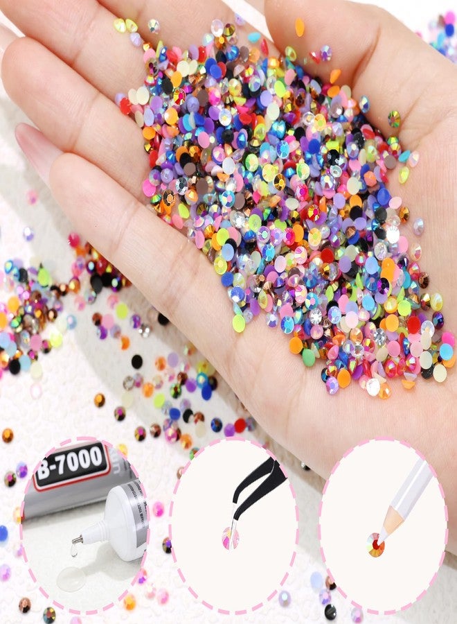 BELICEY 28 Colors Jelly Rhinestones for Bedazzling Resin 3MM Flatback Bedazzled Kit Diamond Art Crystals Bedazzling Gem for DIY Craft Makeup Clothing Nails with Tweezers Pencil - Image 5