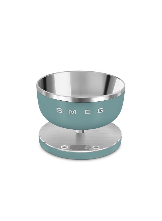 سميج Smeg KSC01EGMWW مجموعة مقياس مطبخ رقمي مع وعاء قابل للإزالة، أربع وحدات قياس وبطارية قابلة لإعادة الشحن، زمرد أخضر ماتي - Image 1