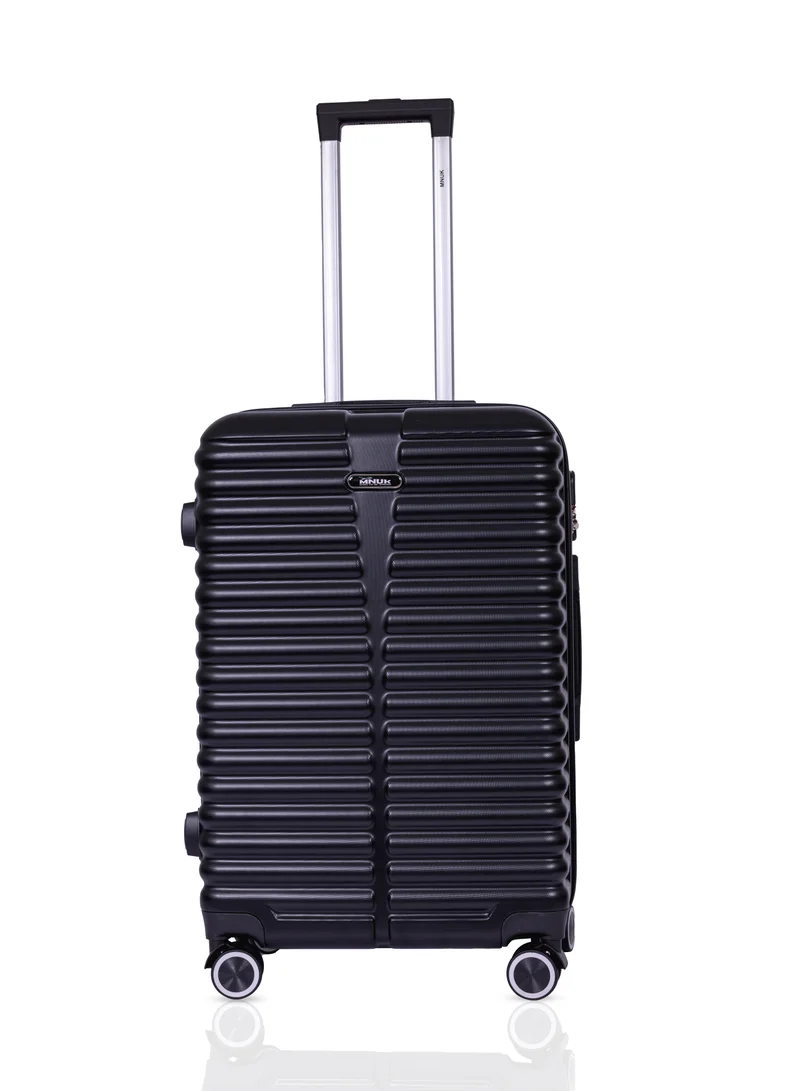 MNUK Destiny Set of 3 Luggage | Hardside Soft Handle Trolley with TSA Lock |Double 360° 4 Wheeler| Cabin-20 Inch, Medium- 24 Inch, Large-28 Inch| Black