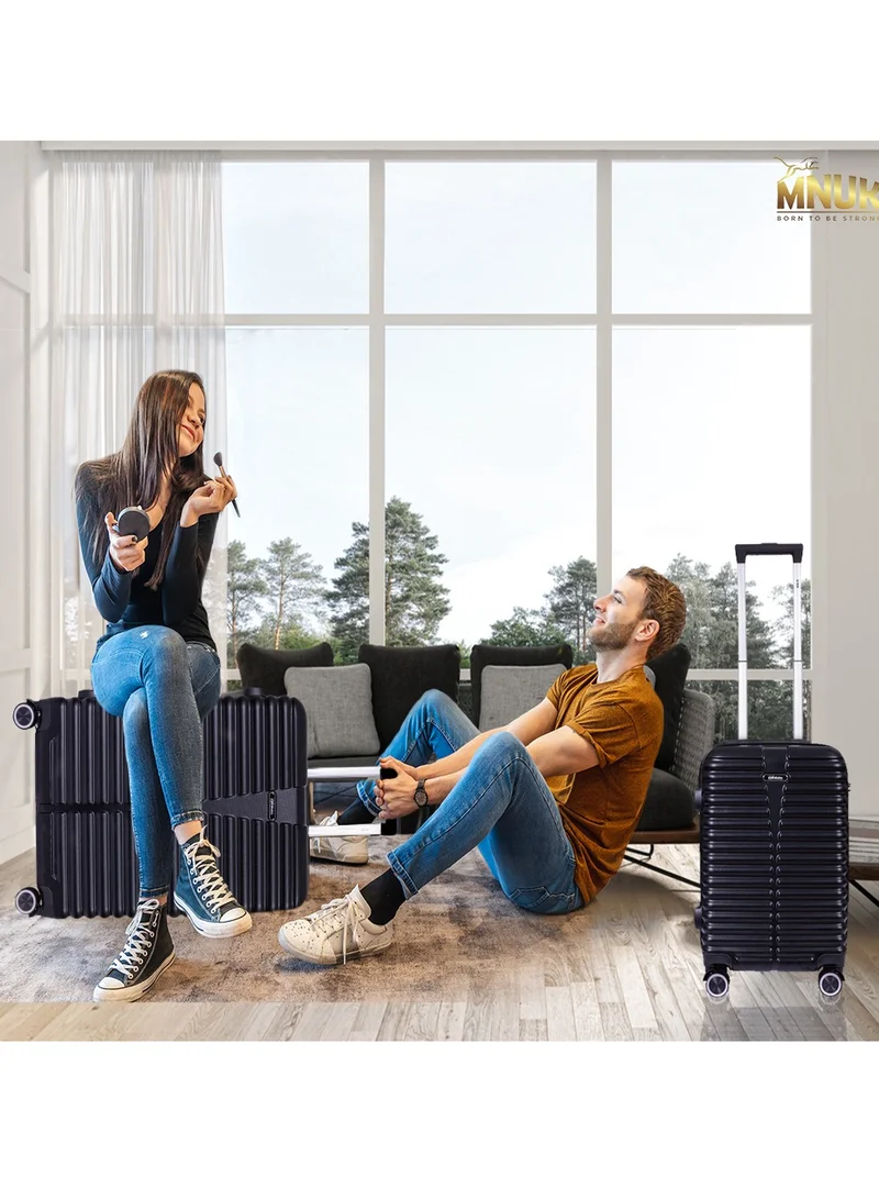 MNUK Destiny Set of 3 Luggage | Hardside Soft Handle Trolley with TSA Lock |Double 360° 4 Wheeler| Cabin-20 Inch, Medium- 24 Inch, Large-28 Inch| Black