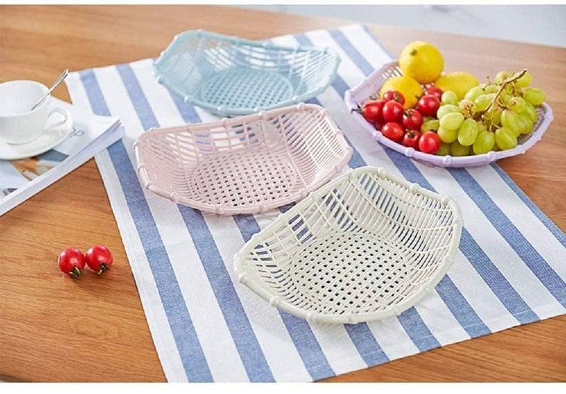 FAGVA Plastic Fruit Vegetable Storage Basket Oval Round Food Organizer EcoFriendly FanShaped Tray for Fresh Produce and Dried Fruits Pack Of 2 - Image 3