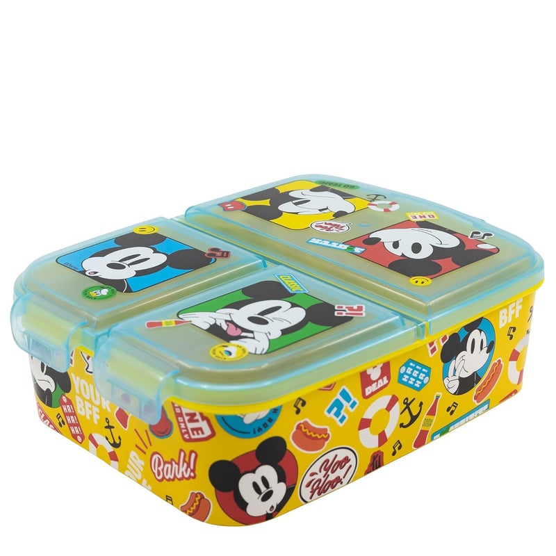 Gluman Partition Lunch Box for Kids with Snap Lock Closure 3 Compartment Lunch Box for School Air Tight Lunch Box for Kids Fresh Box for Sandwiches Noodle Salad Wraps 390 ml Disney Mickey - Image 2