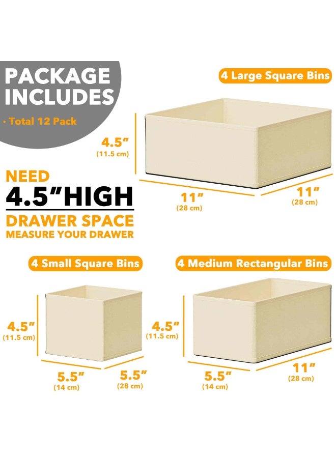 Anmi Drawer Organizer, 12 Pack Wardrobe Organiser Clothes Organizer Closet Organizer and Organizer Storage for Clothing, Baby Clothes, Underwear, Socks (Black) - Image 2