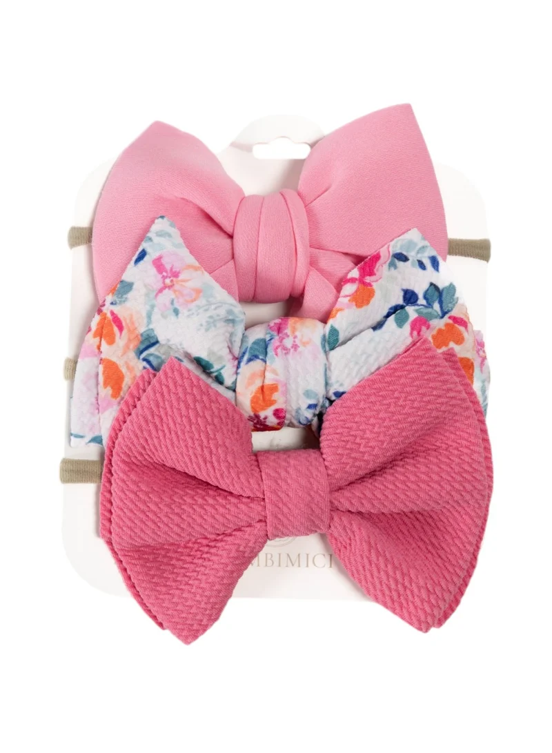 Bambimici Bambimici - Mona Assorted Ribbon Bow Headband for Babies - Multicolor, light Pink, Pink