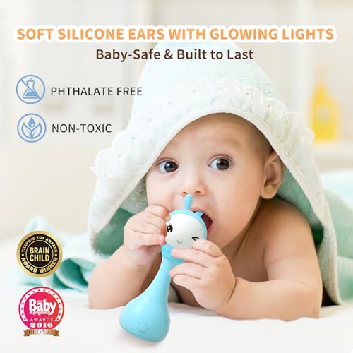 alilo Yoyo Talking Bunny Baby Singing Musical Rattle, Mimicking Toys Repeats What You Say, Preloaded 90+ Audio Content, ABC/Number/Notes Learning Toys for Toddlers Infant Newborn Boy Girl Gifts - Image 2