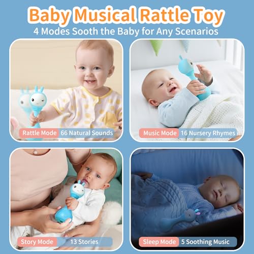 alilo Yoyo Talking Bunny Baby Singing Musical Rattle, Mimicking Toys Repeats What You Say, Preloaded 90+ Audio Content, ABC/Number/Notes Learning Toys for Toddlers Infant Newborn Boy Girl Gifts - Image 3
