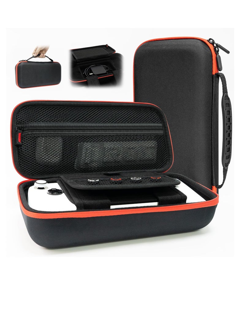 SYOSI Carrying Case for ROG Ally With Bracket Double Layer Zipper with Compartments Bright Hard Velvet Anti-Scratch Inner Layer Dustproof Dropproof Protection and Convenience for ROG Ally Black - Image 1