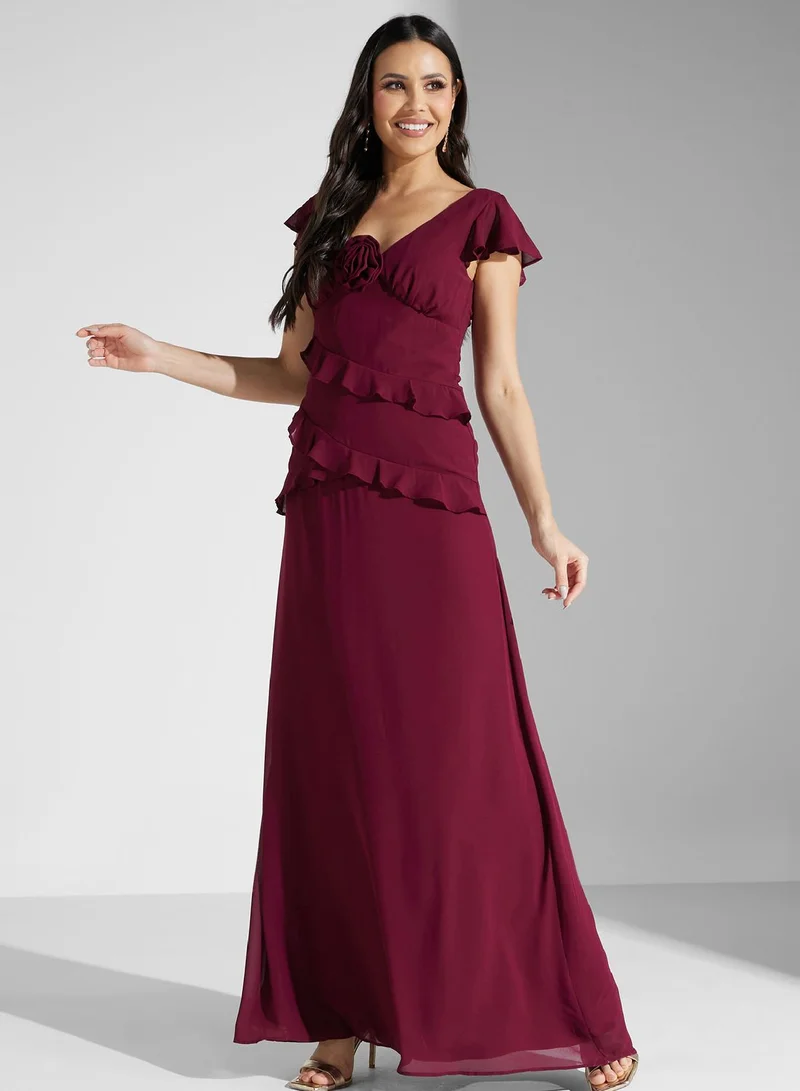 TFNC Ruffled Chiffon Gown