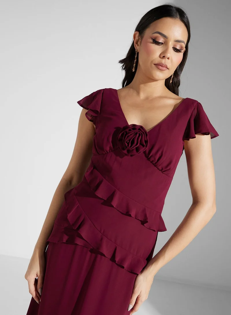 TFNC Ruffled Chiffon Gown