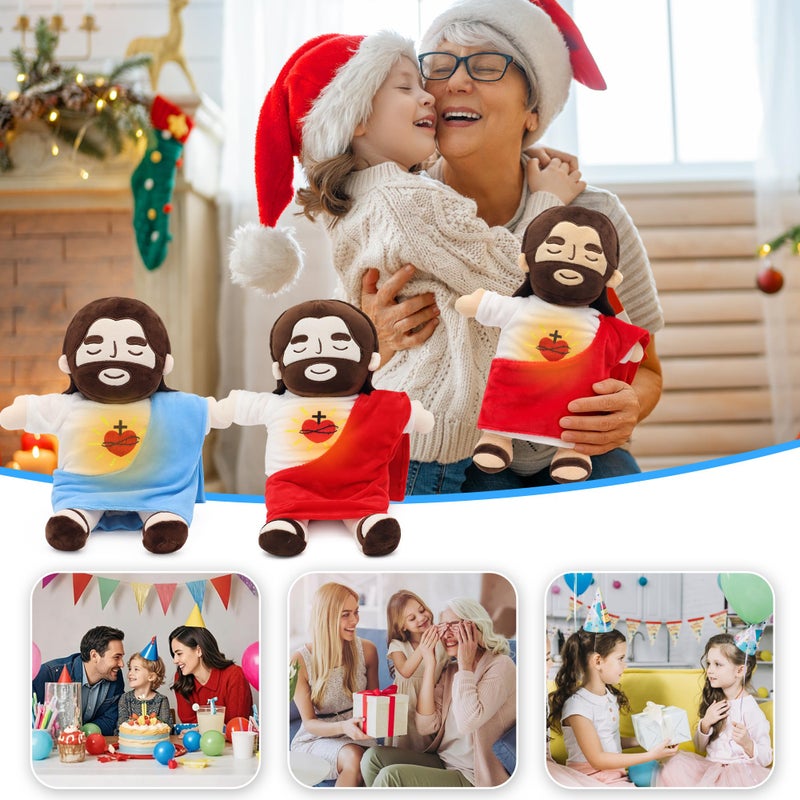 Yelakey Jesus Plush That Breathes, Jesus Stuffed Doll with Glow&Songs, Easter Toy Savior Doll for Church Sunday School Religious Easter Gift for Kids (Blue) - Image 5