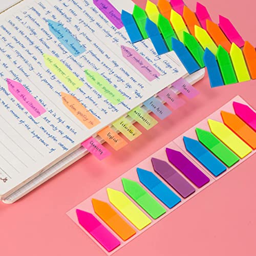 URBAN BOX Tape Flags Page Markers 100 pcs Arrow Flag Tabs Colored Sticky Notes for School,Home,Office,Classroom,Notebook Fluorescent Self Sticky Notes PVC - 7.5 cm x 5 cm x 0.3 cm(Multicolor) - Image 5
