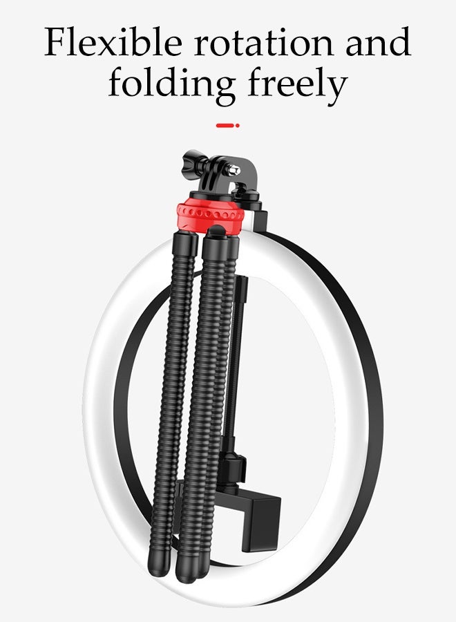 DUNISO Flexible Mini Tripod Holder Travel Portable and Flexible Phone Stand Holder with 10Inch Fill Light, Phone Clip and Bluetooth Remote 360 Degree Free Adjustment Octopus Bendy Legs Grip Phone Stand - Image 3