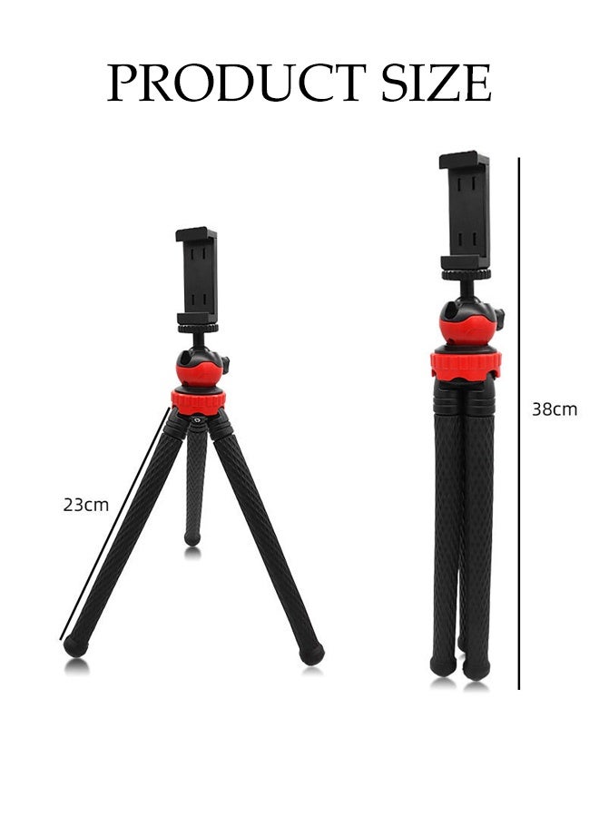 DUNISO Flexible Mini Tripod Holder Travel Portable and Flexible Phone Stand Holder with 10Inch Fill Light, Phone Clip and Bluetooth Remote 360 Degree Free Adjustment Octopus Bendy Legs Grip Phone Stand - Image 4