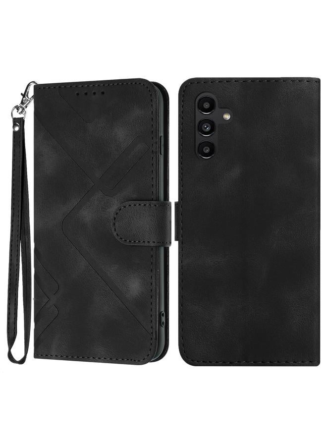 S-TOP Case For Samsung Galaxy A54 5G Line Pattern Skin Feel Leather Phone Case - Image 1