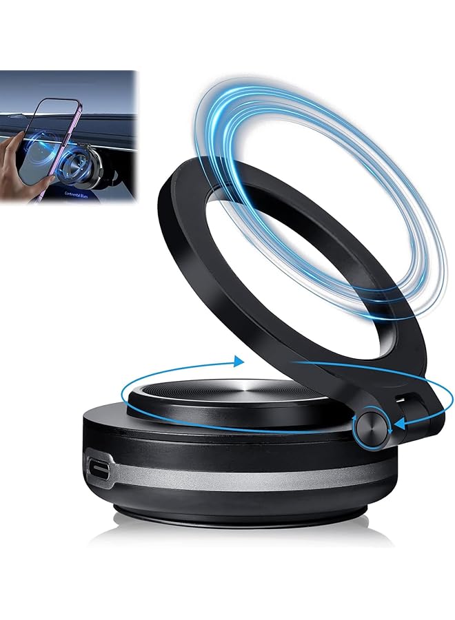 إيروريكس حامل هاتف مغناطيسي كهربائي للسيارة قابل للدوران 360 درجة لجميع الهواتف الذكية، أسود - Image 1
