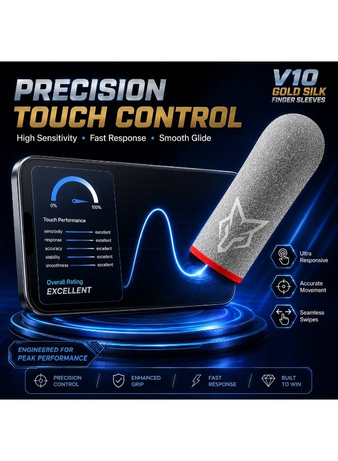 سارافوكس قفازات ألعاب للأصابع V10 Gold Silk احترافية للألعاب الإلكترونية مع حافظة معدنية - Image 2