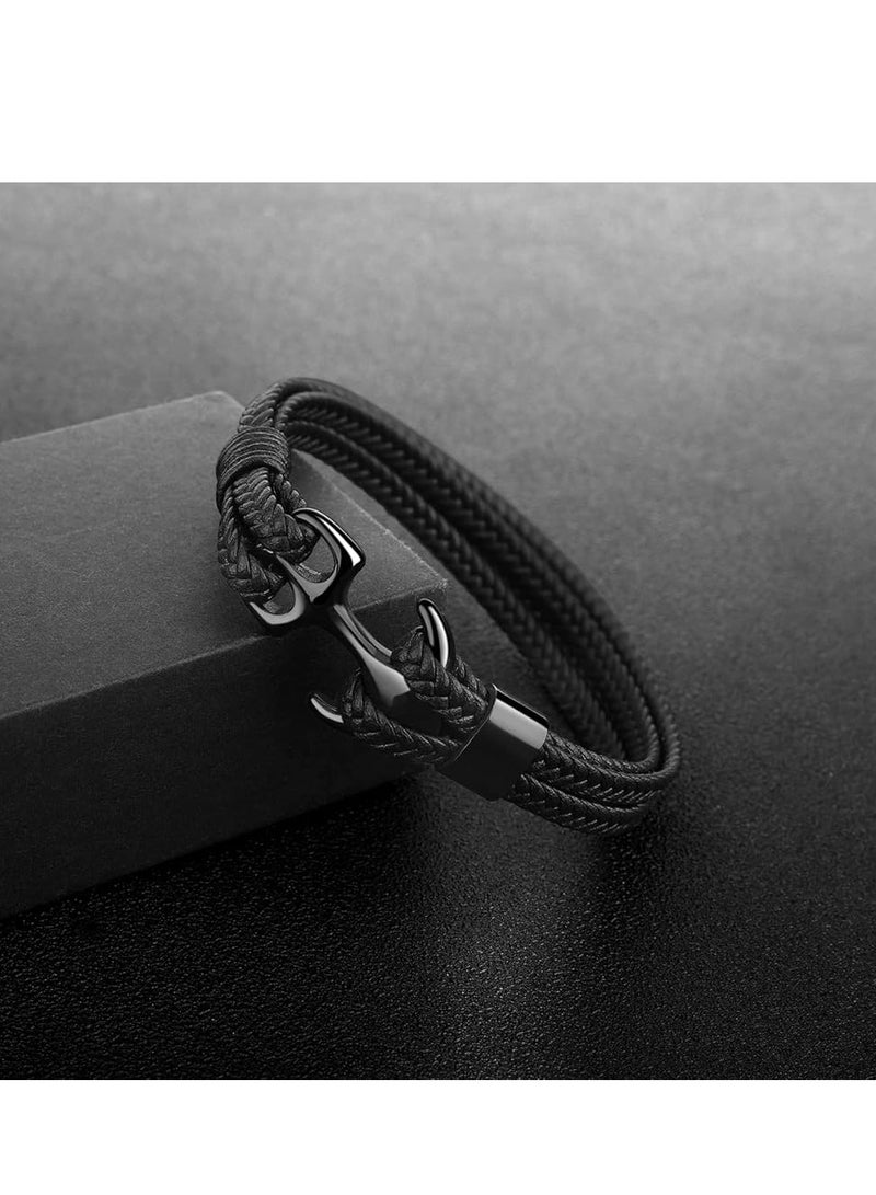 أوزيغالور سوار ملفوف من جلد البقر مصنوع يدويًا للجنسين، سوار مرساة متعدد الطبقات، 3 مقاسات للأزواج والعشاق - Image 2