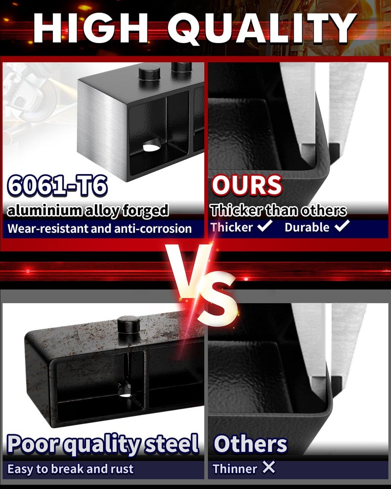 FLYCLE 3" Rear Leveling Lift Blocks for f150, 3 Inch Rear Leveling Lift Kit Compatible with 2004-2020 F150 2WD 4WD - Image 5
