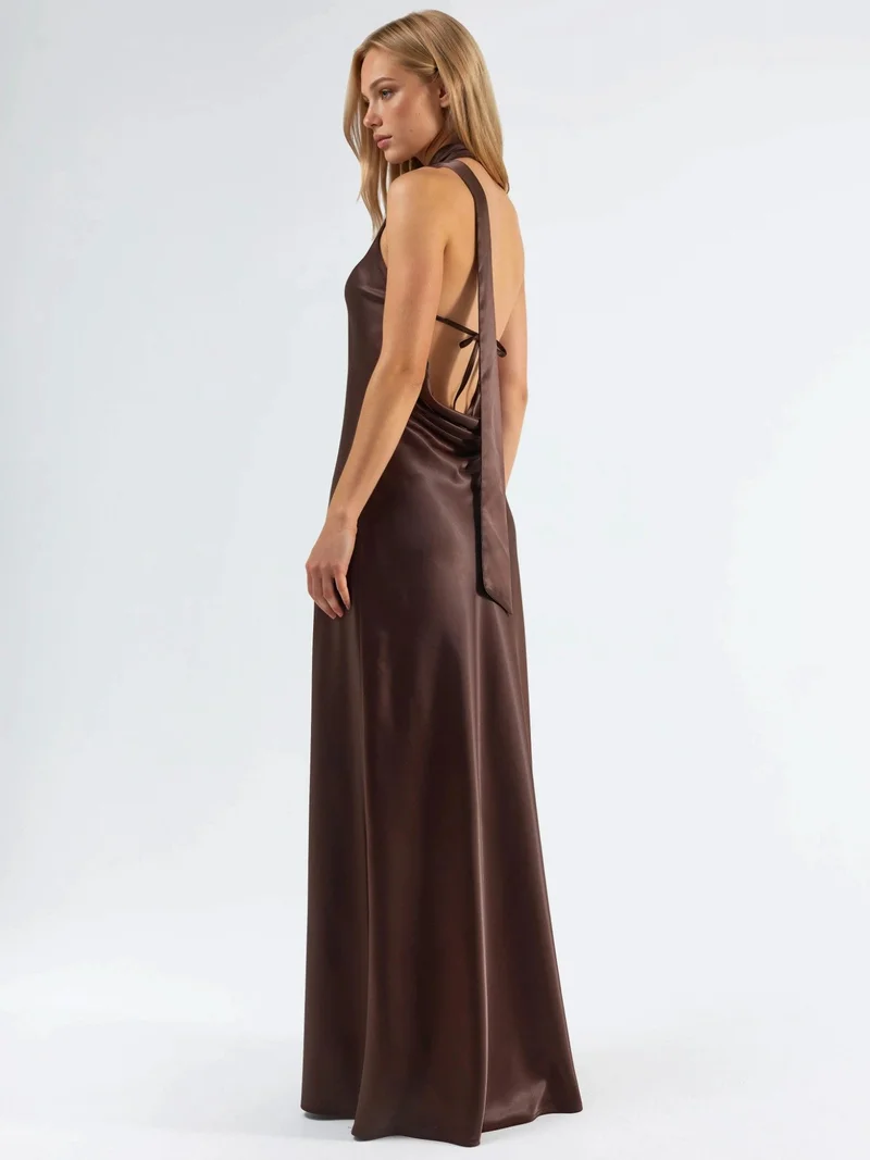 هيكاب Halter Neck Maxi Dress with Shawl-detail