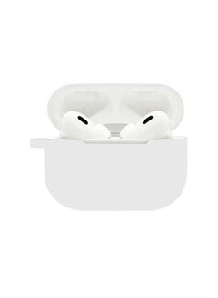 Suitable For Airpods Pro2 Protective Case Silicone Airpods4 Apple Wireless Bluetooth Headset Case-Color:White (with Hanging Ears 1.2mm)-Applicable Models:Airpods 3+metal Hook+pearl Bag Packaging