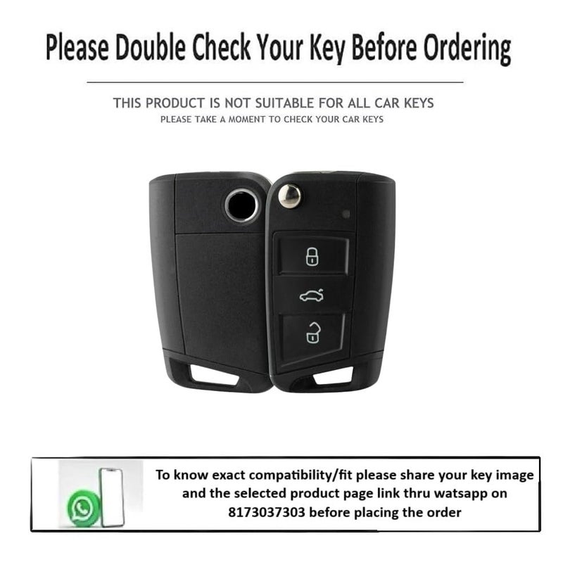 JVCV ® Soft TPU Transparent Cover Compatible with Skoda Kylaq Slavia Kushaq Taigun Tiguan Virtus Octavia Kodiaq Superb Folding Key (Transparent Black) - Image 2