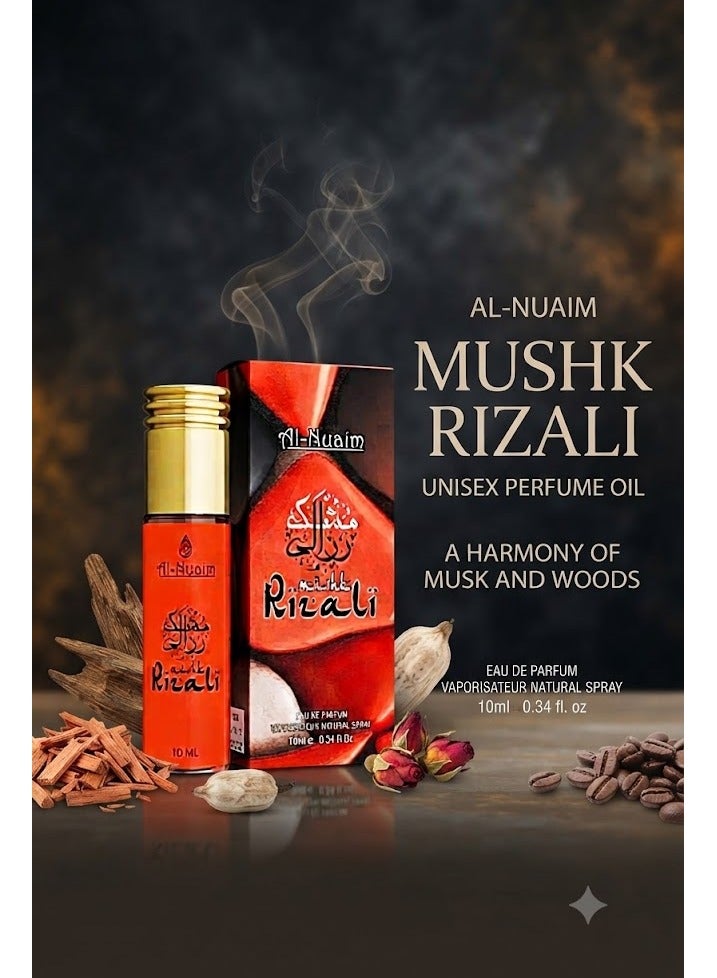 Al Nuaim Mushk Rizali Eau de Parfum Spray Unisex 10ml | Long Lasting Natural Musk Fragrance Mini Perfume | Fresh Elegant Daily Wear Scent for Men & Women | Travel Size Vaporisateur Pocket Perfume - Image 2