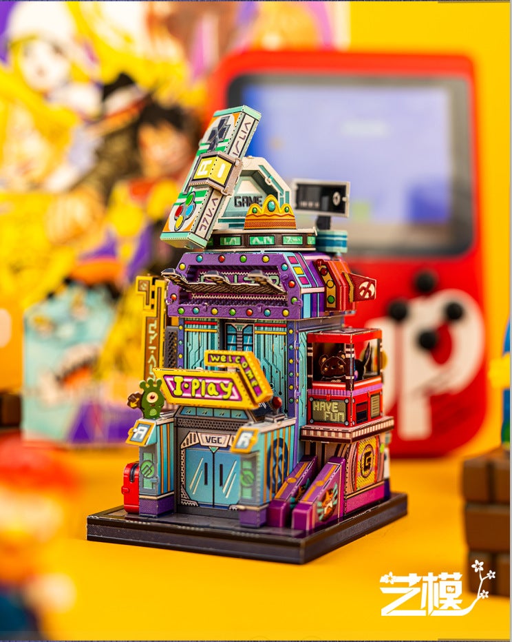Mu Art Model Metal Assembled Model Art Tour World Ramen Shop Video Game City Milk Tea Shop Convenience Store Puzzle Toy - Image 1