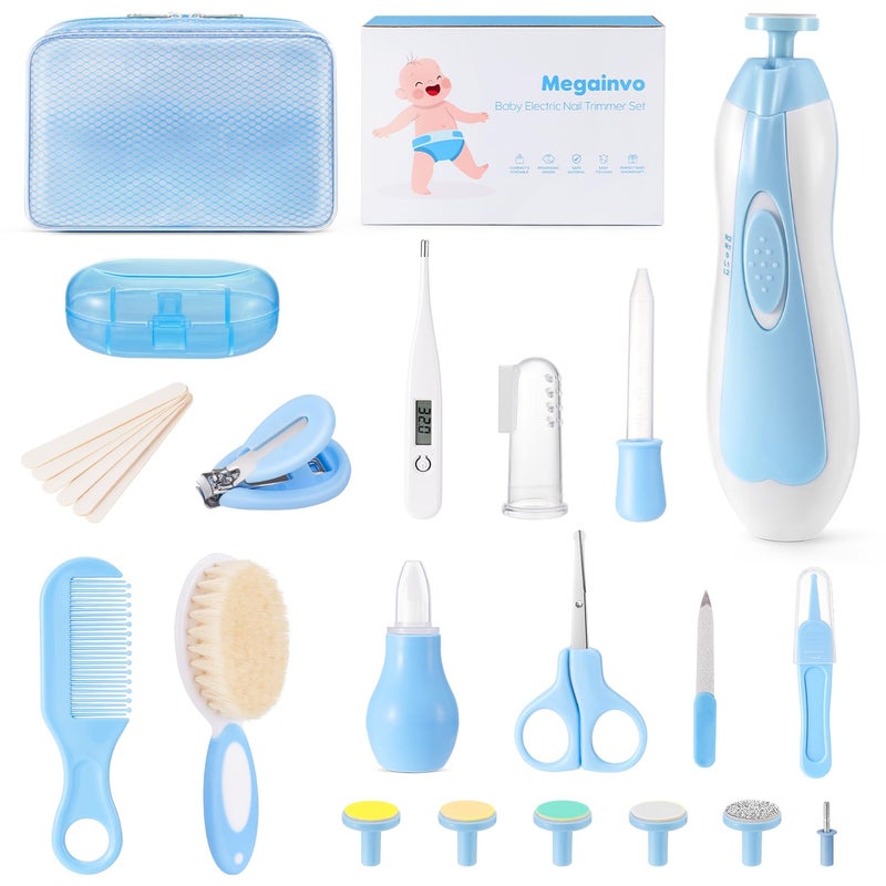 Megainvo Baby Grooming Kit 24 Pcs Baby Care Kit Baby Nail Trimmer Set with Light Newborn Nursery Baby Essential Care Kit Nail Clippers Hair Comb Brush Infant for Neewborn Boys Girls