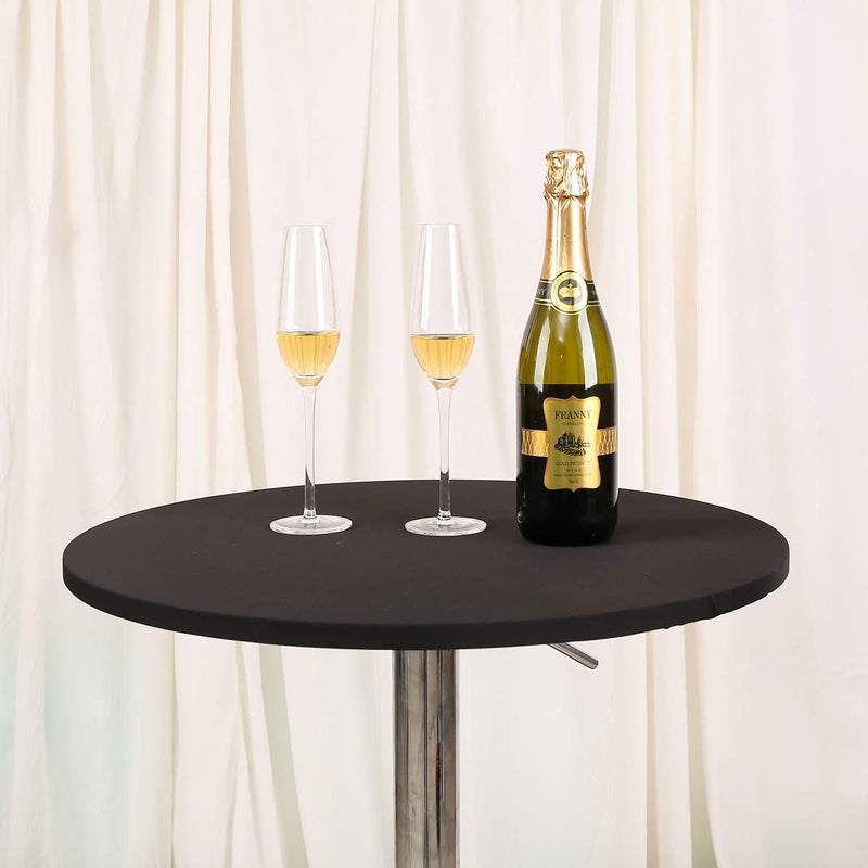 JISEN JISEN Cocktail Spandex Round Tablecloth Fitted Stretchable Table Cap 24 Inch ABlack