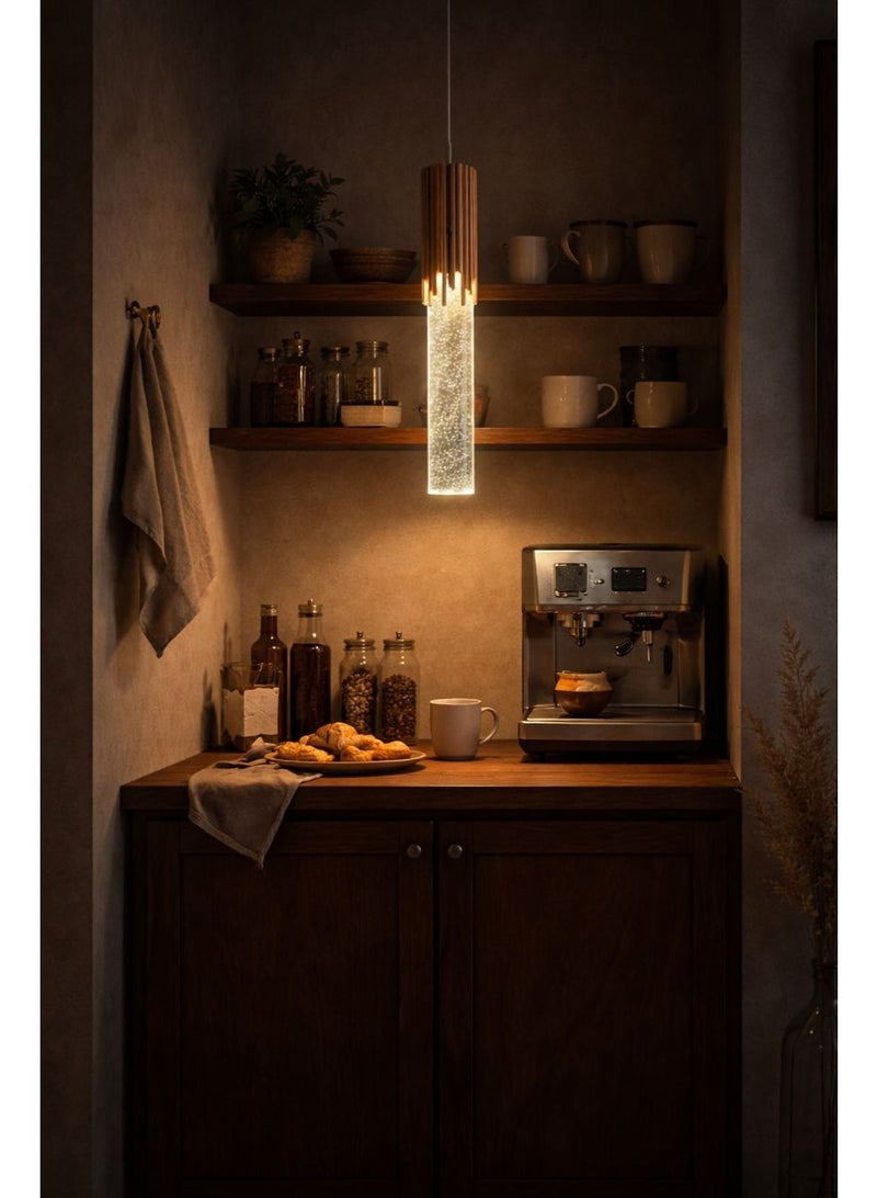 Crystal and Aluminum Pendant Light with Integrated LED Triple Illumination, 33 cm Height, Designed for Modern Elegant Atmospheres - Image 1